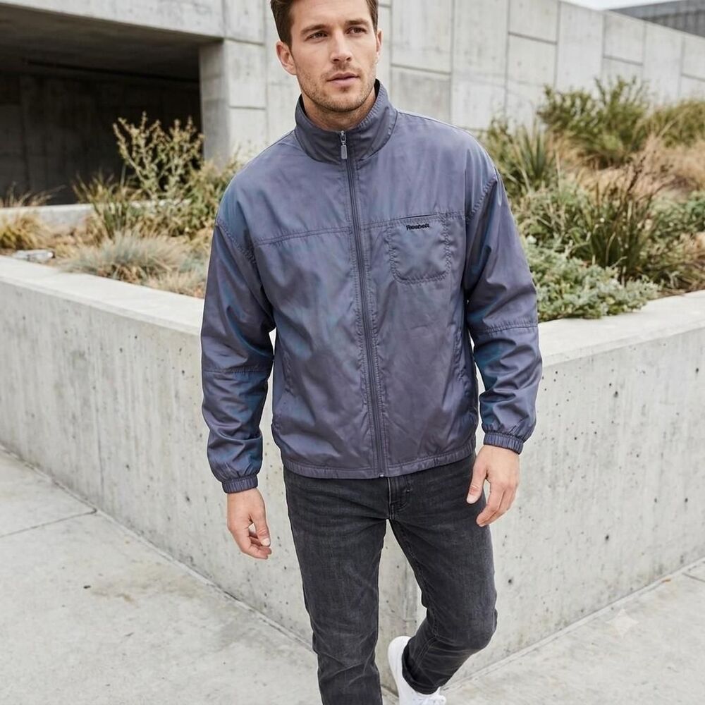 Reebok Y2K Full Zip Windbreaker Jacket - Size XL retro unisex grey/purple 90s